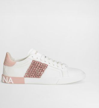 Dolce & Gabbana Calfskin Portofino Vintage Sneakers - Woman Sneakers Pink 38