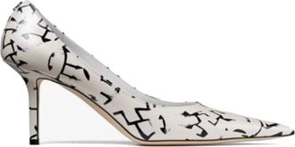 Jimmy Choo London Eric Haze Artwork Printed Leather Pumps, Brand Size 35 ( US Size 5 )