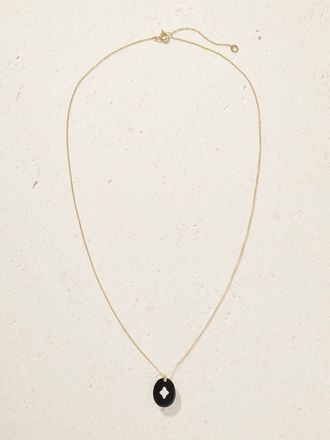 Pascale Monvoisin Collana In Oro 9 Carati E Resina Con Diamanti Gina - Nero