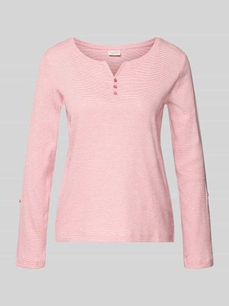 Tom Tailor Regular Fit Langarmshirt aus Baumwoll-Mix in Pink, Gr&ouml;&szlig;e XXXL