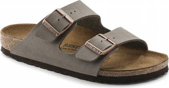 Birkenstock Womens Arisona Birko-Flor Nubuck Sandal - Narrow Width In Stone