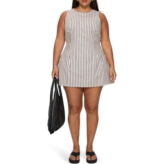 Princess Polly Yumiko Stripe Organic Cotton Romper in Brown Stripe at Nordstrom, Size 14