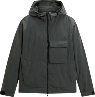 Woolrich Shiny Nylon Hooded Jacket - Heren - Zomerjassen - Groen - XL - Nylon - Jassen