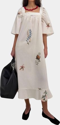 Rodebjer Salem Square Neck Dress In Cream Multi Duchess