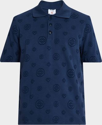Casablanca Mens Organic Cotton Monogram Jacquard Polo Shirt