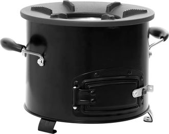vidaXL Cocina De Le&ntilde;a Para Camping Metal Negro 36x26x22,5 Cm Vidaxl