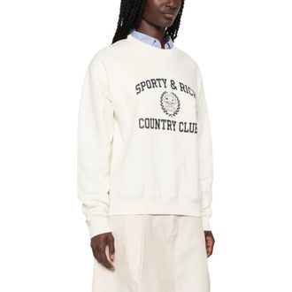 Sporty & Rich Logo Crewneck Sweatshirt - Dames - Sweatshirts - Beige - M - Hoodies & sweatvesten