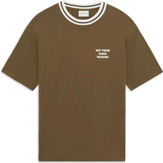 Dr&ocirc;le de Monsieur T-shirt con collo a contrasto e logo - - Tops - Uomo - Verde - M