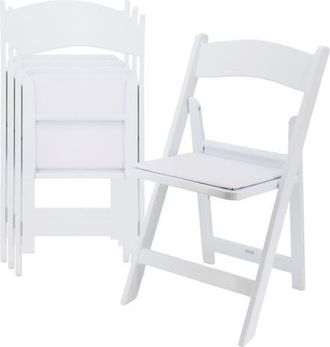 Elama 4 Piece Plastic Folding Resin Chair in White with Removable Seat Pad at Nordstrom