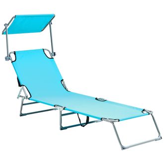 Beliani Beliani - Tumbona De Jard&iacute;n Reclinable Con Toldo De Metal Plegable Azul Turquesa Foligno