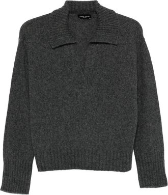 Roberto Collina Maglione stile polo effetto mélange - Grigio