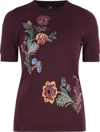 Etro Maroon Crew Neck Sweater