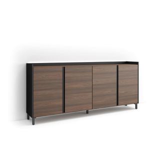 Skraut Home Aparador efecto madera roble oscuro y negro 207x35x91cm con patas