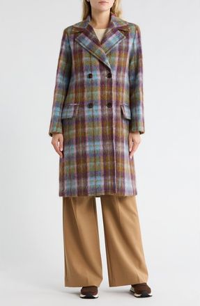 Fleurette Boxy Plaid Double Breasted Coat in Violet at Nordstrom Rack, Size 12