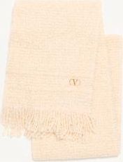 Valentino Garavani Sciarpa Vlogo Signature In Lana, Cachemire E Seta Donna BURRO/ORO UNI