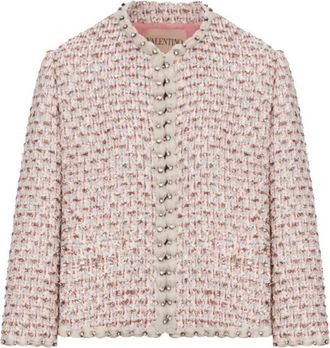 Valentino Chaqueta de Tweed con Cinta Bordada - Jackets - Mujer - Rosa - S