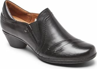 Cobb Hill Laurel CI1740 Womens Black Leather Cone Heel Slip-On Shoes RHS6675