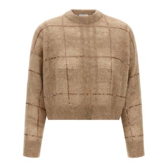 Brunello Cucinelli Knitwear - female - Brunello Cucinelli - Round-neck Knitwear - Beige - XS - Knitwear