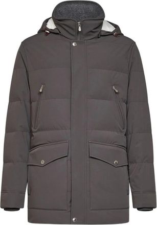Brunello Cucinelli Bubble Jacket - Heren - Winterjassen - Grijs - 2XL - Leer - Jassen