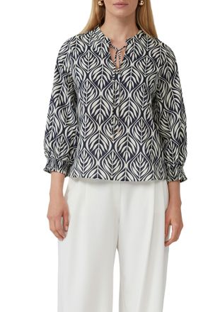 s.Oliver Black Label Langarmbluse S.OLIVER BLACK LABEL, Damen, Gr. 34, blau, Web, Obermaterial: 100% Baumwolle, bedruckt, regular fit taillenbedeckt, elastischer Bund, Blu