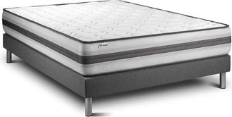 VITALIT Vitalit - Base Tapizada Gris + Colch&oacute;n Con Muelles Y Viscoel&aacute;stica 160 X 200