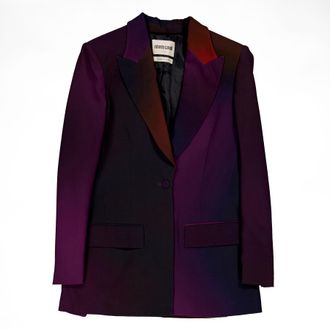 Roberto Cavalli Purple and Black Ombre Tailored Blazer, Brand Size 40 ( US Size 6 )