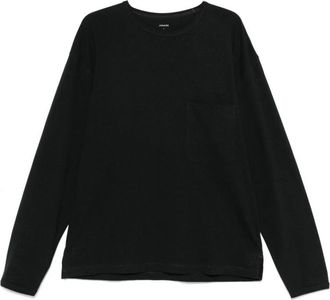 Christophe Lemaire T-shirt met lange mouwen en ronde hals - Heren - Longsleeves - Zwart - L - Katoen - Tops