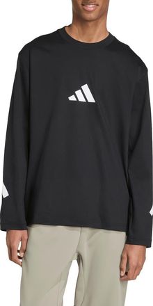 adidas Z.N.E. Oversize Long Sleeve Cotton Graphic T-Shirt in Black/White at Nordstrom, Size X-Large