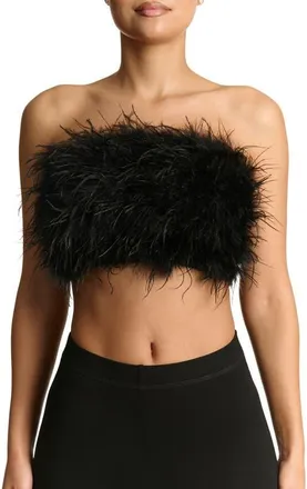 Naked Wardrobe Butter Feather Tube Top in Black at Nordstrom, Size X-Small