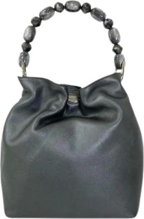 Dior Pre-owned Bucket Bags, female, Gray, Size: ONE SIZE Pre-owned Leather Bucket Bag