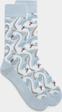 Paul Smith Mens White-swan dress socks