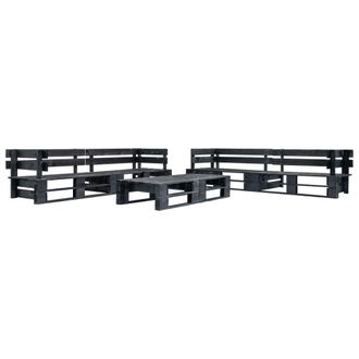 vidaXL Set De Muebles De Jard&iacute;n De Palets 6 Piezas Madera Negro Vidaxl