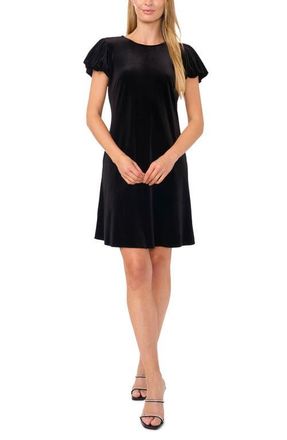 CeCe by Cynthia Steffe Bubble Sleeve Velvet Shift Dress in Rich Black at Nordstrom, Size X-Small