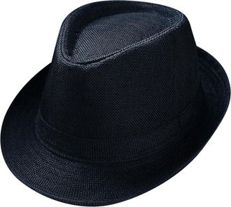 Generic Fedora Hats for Men Short Brim Classic Panama Hat Without Belt Unisex Fedora Hat Short Brim Beach Sun Cap British Style Jazz Hats Black