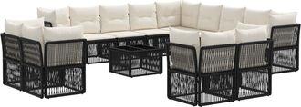 vidaXL Conjunto De Sof&aacute;s De Jard&iacute;n 14 Uds. Negro Rat&aacute;n Sint&eacute;tico Vidaxl