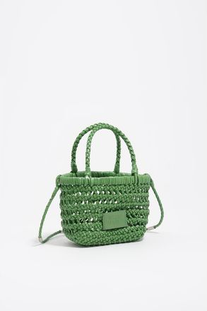 Bimba & Lola Plaited Mini Bag In Leather in Emerald at Nordstrom