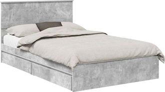 vidaXL Cama Con Almacenamiento Con Cabecera Gris Concreto 135 X 190 Cm Vidaxl