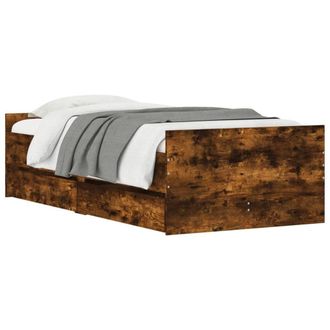 Berkfield Home Modern Bed Frame with Drawers Smoked Oak 90x190 cm Single in Brown
