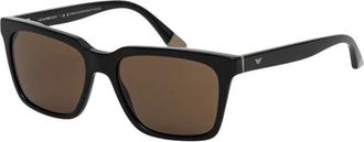 Emporio Armani Vierkante Zonnebril - Heren - Zonnebrillen - Zwart - 55 MM - Accessoires