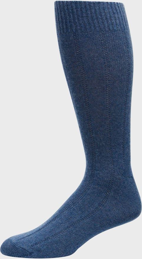 Mens Rib Cashmere Crew Socks
