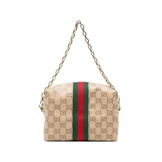 Gucci GG Supreme Web-stripe Clutch Bag