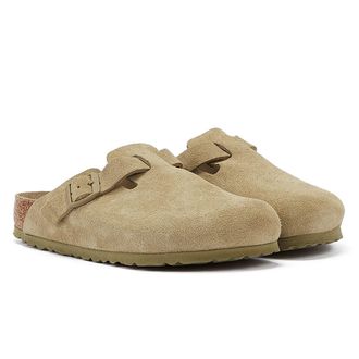 Birkenstock Boston Suede Faded Khaki Grijs Klompen