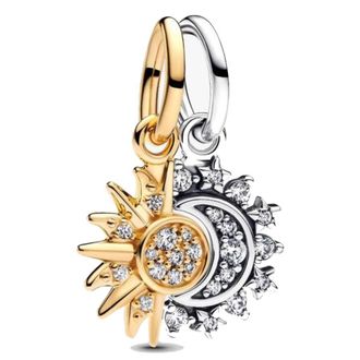 Pandora Splittable Sun & Moon Sterling Silver and 14k gold-plated Dangle Charm