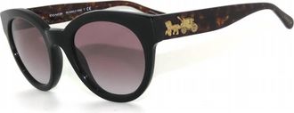 Coach Womens Round Frame Sunglasses In Black Gray Gradient