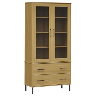 vidaXL Librer&iacute;a Patas De Metal Oslo Madera Maciza Marr&oacute;n 85x35x172,5cm Vidaxl