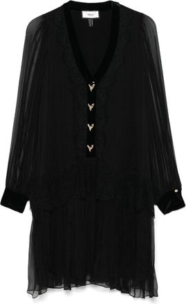 Nissa lace-panelling silk mini dress - Black