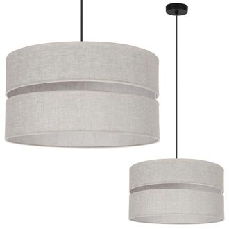 OEM L&aacute;mpara Colgante Duo Lino Negro 1 Luz Plana Beige L01 Pantalla 40cm