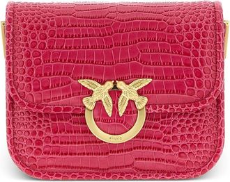 Pinko Borsa a spalla mini con effetto coccodrillo - Rosa