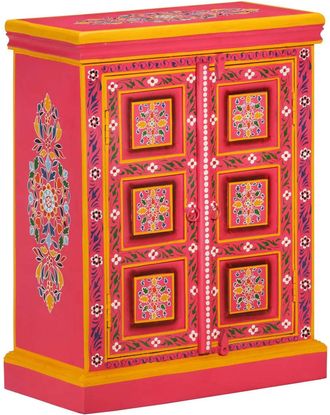 vidaXL Aparador De Madera Maciza De Mango Rosa Pintado A Mano Vidaxl