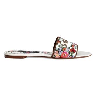Dolce & Gabbana Sliders, female, Multicolor, Size: 10 US Nappa Leather Flat Slippers with Embroidery